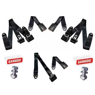 Kit Cinto De Segurança Traseiro 3 Bancos Para Fusca Brasilia Variant E Fiat Uno