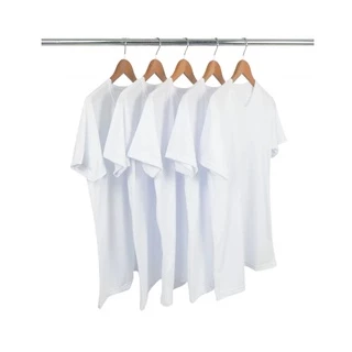 Kit 5 Camisetas Masculinas Basica Lisa 100% Algodão branca