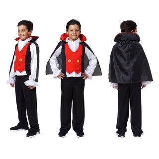 Capa de vampiro infantil com colete e gola alta para crianças preto e  vermelho Drácula fantasia de Halloween vestido de carnaval, Black , Red,  152 (11-12 Years)