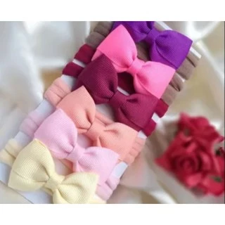 Kit com 10 faixas tipo tiara para bebê com laço e meia de seda