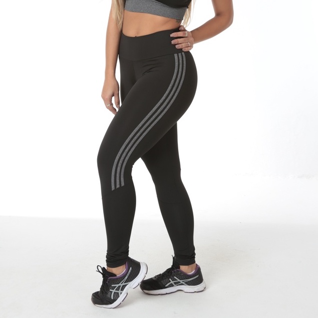 Calça Adidas Legging 3 Stripes Cinza - Loja HIP