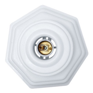 Plafon Completo Globo Decorativo Octagonal Branco Com Soquete E Trava