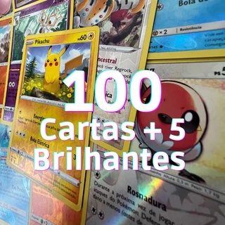 100 Cartas Pokémon + 5 Brilhantes