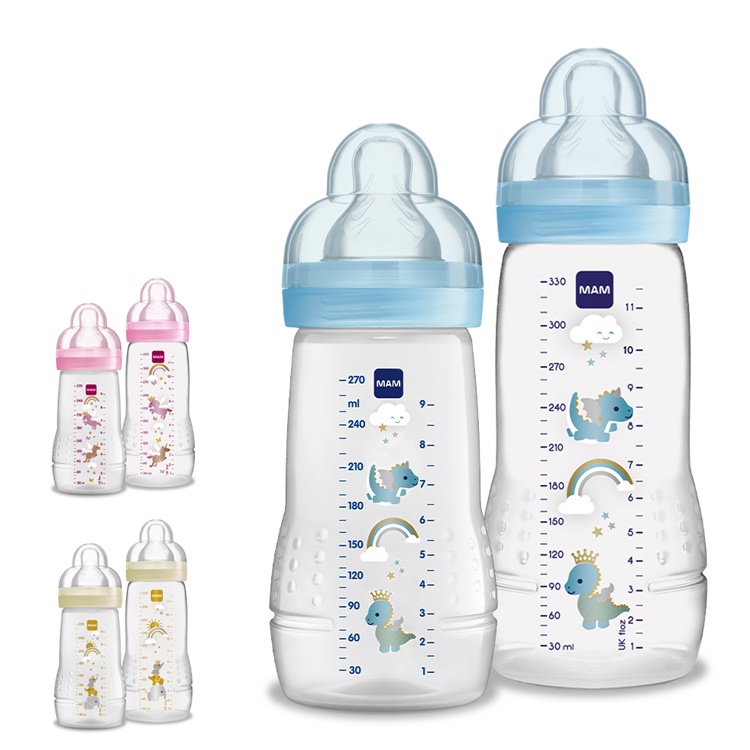 Kit 2 Mamadeiras Mam Easy Active 270ml 330ml Azul Rosa Neutra