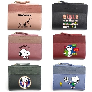 Carteira Snoopy Para Mulheres Porta-Moedas Cartões Homens Fofa Curta