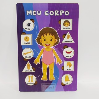 Quebra-Cabeça Sobreposto Humano - Brinquedo Pedagógico em Madeira