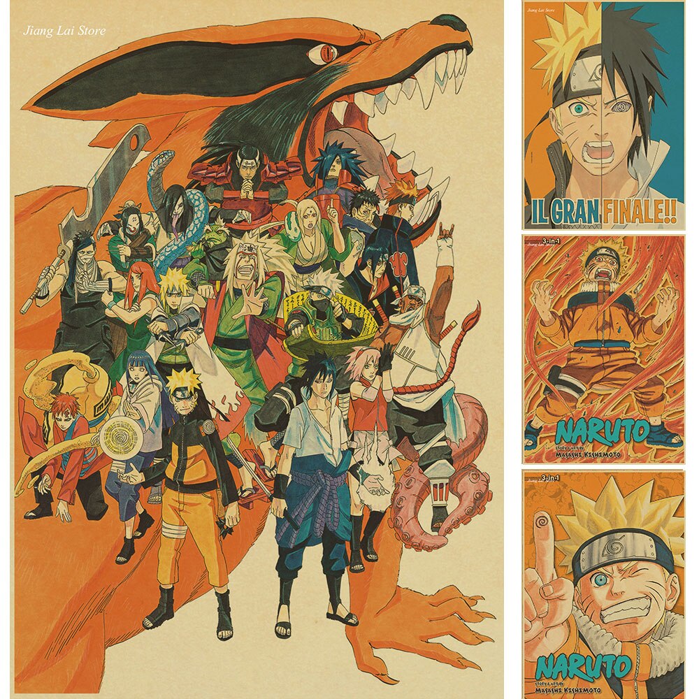 Poster Anime Vintage Retrô Anime Posters Uzumaki Naruto Luffy Que Posters