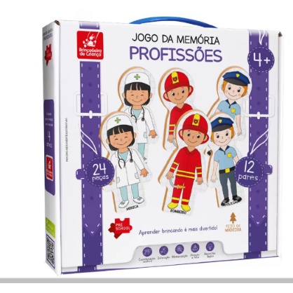 Jogo da Memória Animais 24 peças em MDF Brinquedo Educativo e