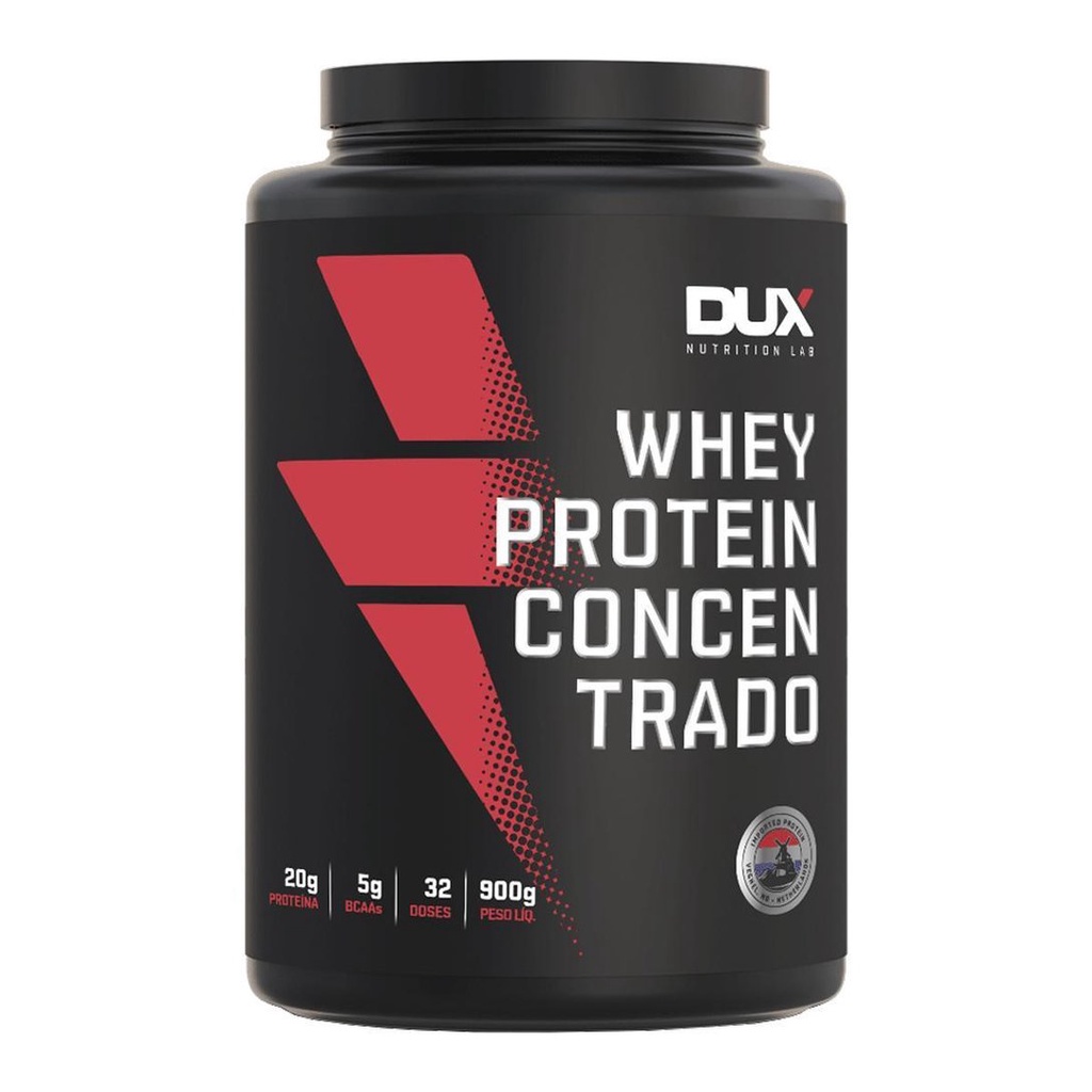 Whey Protein Concentrado Morango Pote 900g – Dux Nutrition