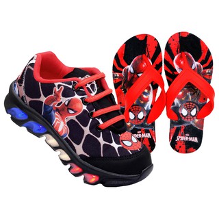 Tenis infantil de led menino Homem Aranha + Chinelo com luz luzinhas