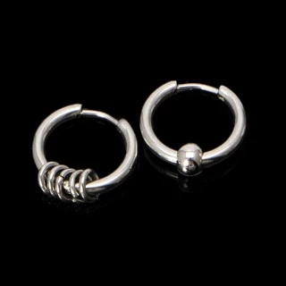 par de brinco argola prata prateado masculino feminino em aço inox