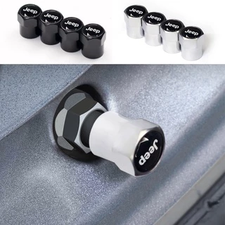 4 Pcs Metal Liga Tampa Do Pneu De Carro De Prata/Preto Hexagon Stem Caps Da Válvula Núcleo Roda Para JEEP Grand Cherokee Commander Renegade Wrangler Compass Patriot