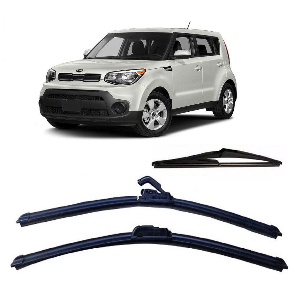 Kit 3 Palhetas Limpador de Parabrisa Dianteiro + Traseiro Kia Soul ano