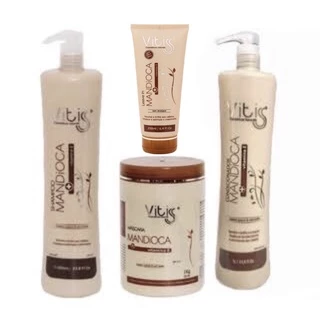 kit completo Mandioca Vitiss para cabelos fracos e pouco crescimento