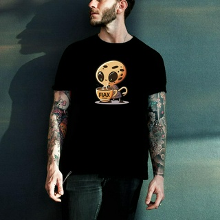 Camiseta unissex 100% algodão Alienígena Coffee