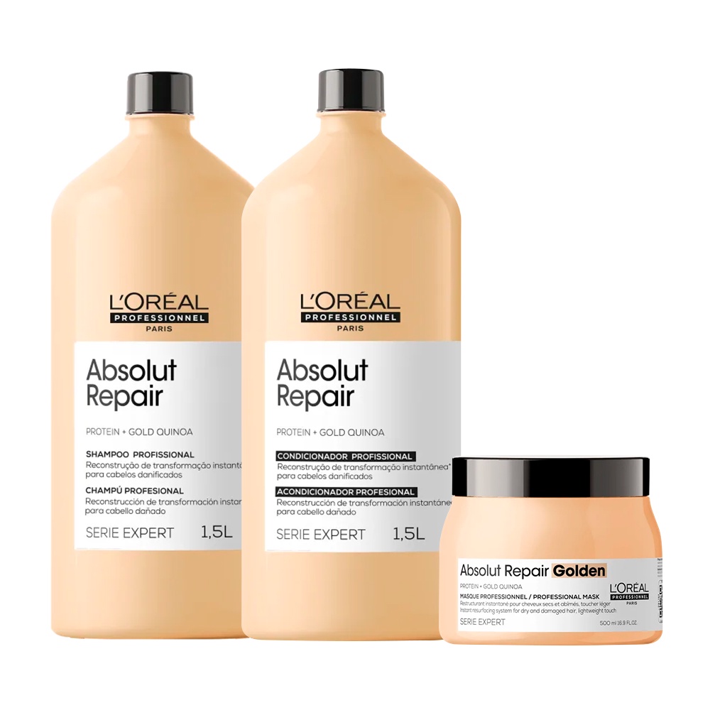 Kit Loreal Professionnel Absolut Repair Gold Quinoa Shampoo 1500ml