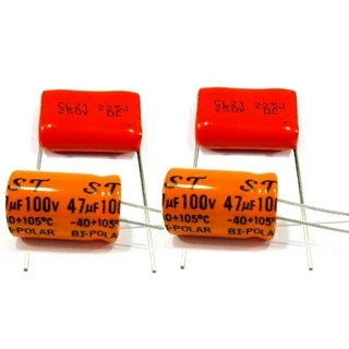 2 Capacitor Bipolar 47x100 e 2 Capacitor Poliester 2m2x250v 47Uf 100v Driver Corneta Super Tweeter