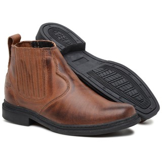 Sapatão Botina de Couro Masculina Country Texana Bico Quadrado Mateira Vaqueira Sertaneja Cavalgada