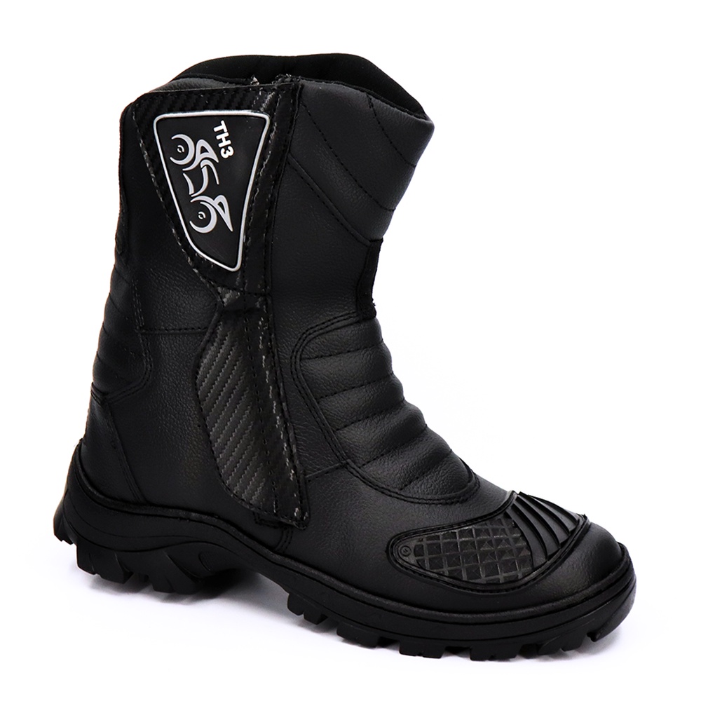 Bota de Motoqueiro de Couro Cano Alto TH3 Motociclista Motocross Motoboy Motorcycle Coturno Botina Tênis Calçado Trilha Adventure Aventura Botas