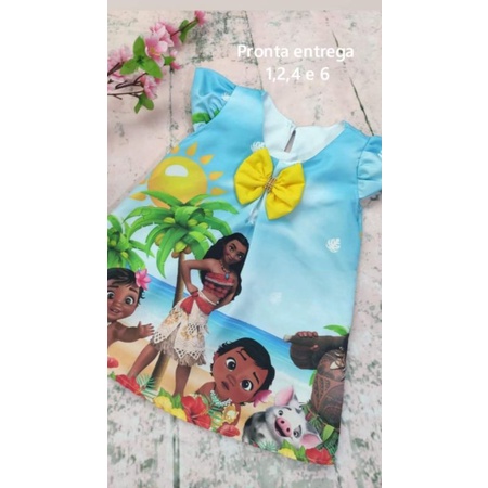 Vestido Infantil Moana Baby 1 2 4 6 Anos