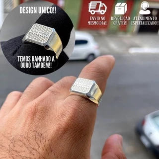 Anel Masculino de Prata 925 Dedeira em Relevo Banhado a Prata em Oferta na Shopee