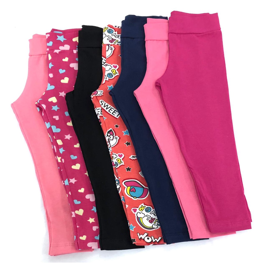 Kit 5 Shorts Legging - Tamanhos 4, 6, 8 Em Cotton Para Meninas