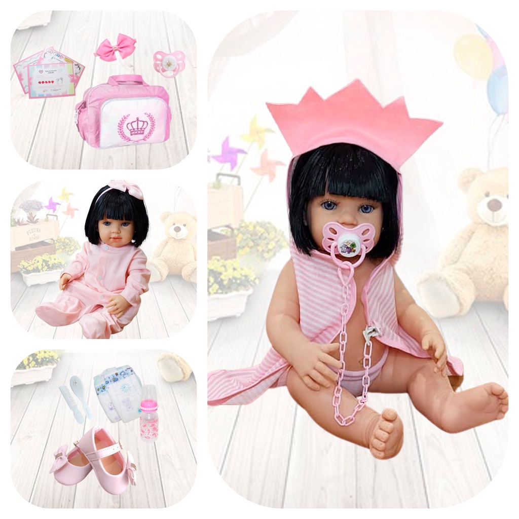 Bebê Reborn Baby Boneca Realista 100% Silicone Banho E Itens