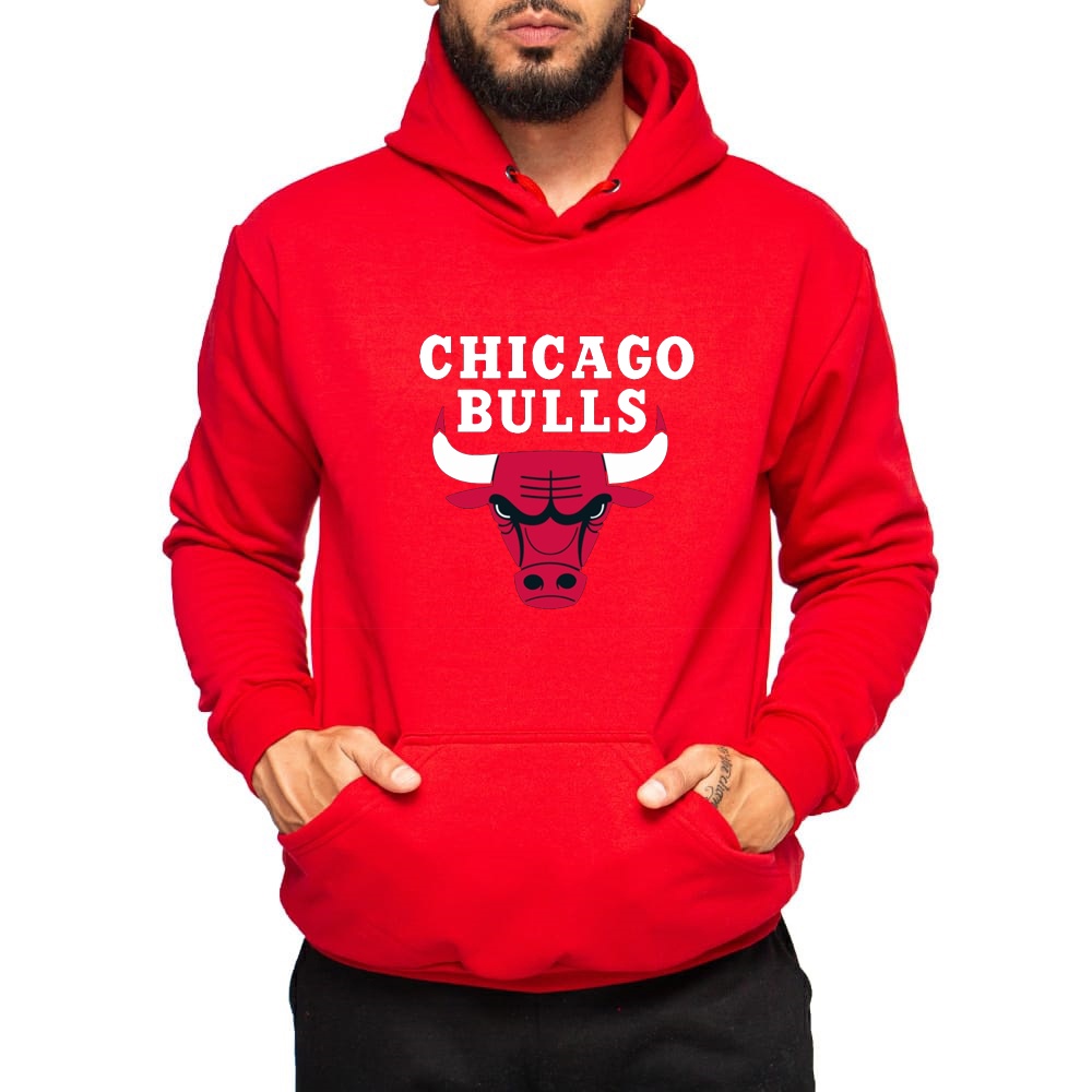 Blusa de Moletom Masculina Capuz Bolso Canguru Chumbo Chicago College Team