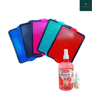 Combo 1 Sanitário Canino Dog Banheiro Pet Tapete Higiênico + Kit Educador Para Cães Xixi Pode Não Pode Atrativo 500ml