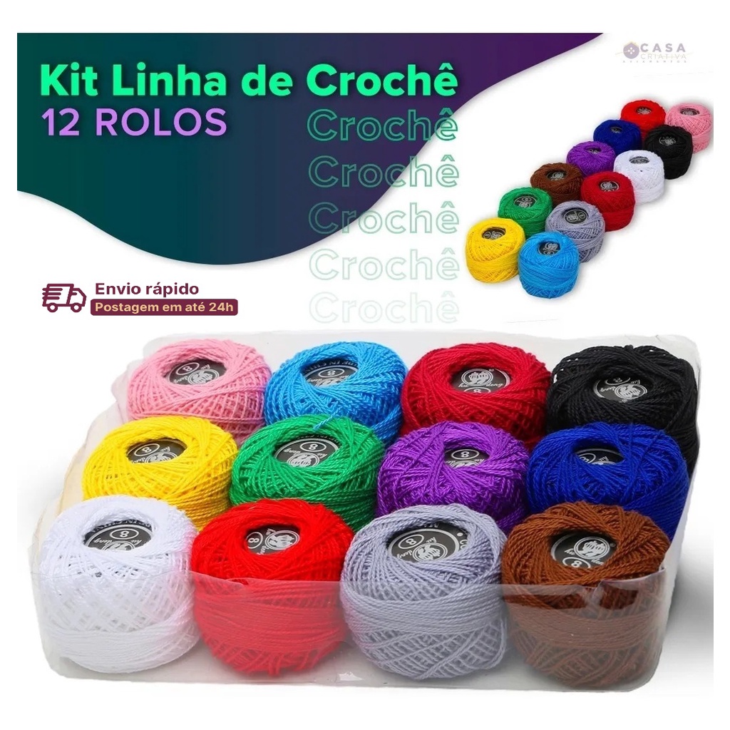 Kit De Linhas De Crochê - Barbante - C/12 Unidades - 100%Algodao ...