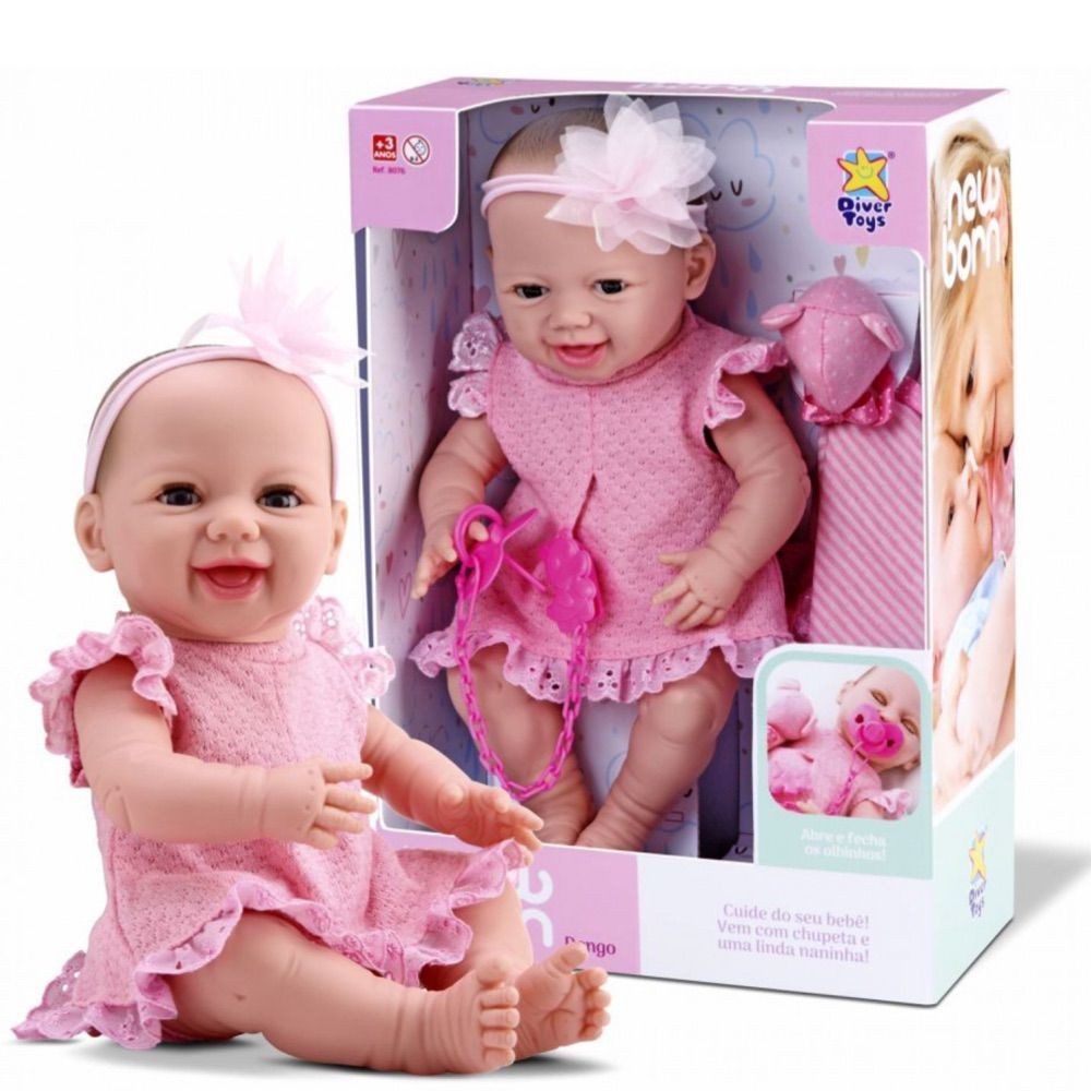 Roupa - vestido e fralda para boneca bebê newborn Divertoys