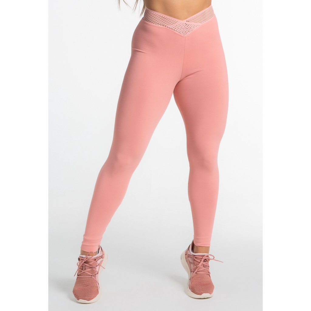 LEGGING SEM COSTURA LATERAL ROSA ROMANCE POLIAMIDA, legging