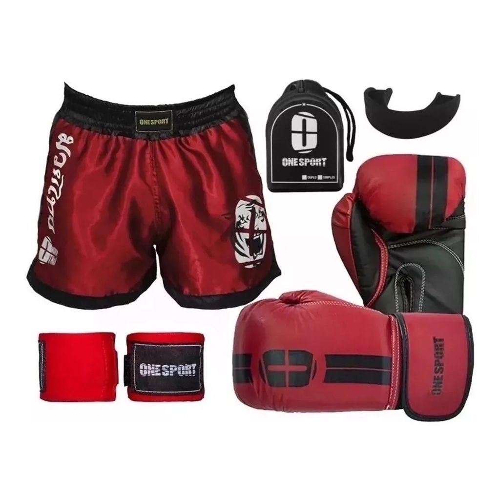 Kit Boxe Muay Thai Masculino e Feminimo Short + bandagem 2,5mts + Bucal ...