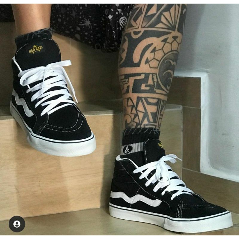 Tênis De Skate Hi Top Old School Preto Mad Rats