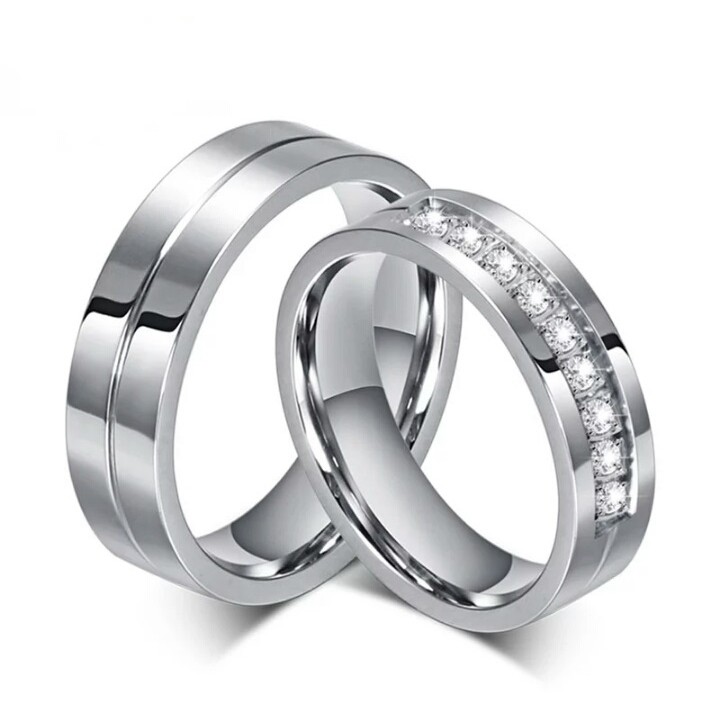 Alianças de Casamento Prateada Aço Inox Compromisso 6mm Unidade