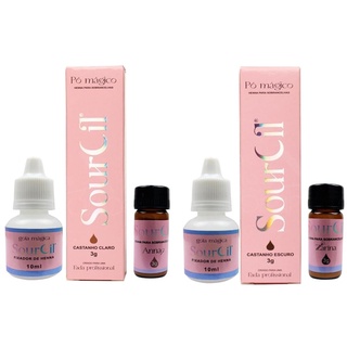 2 Hennas SourCil Veganas Premium 3g Para Designer de Sobrancelha Completa Com 2 Fixador de Rena 10ml