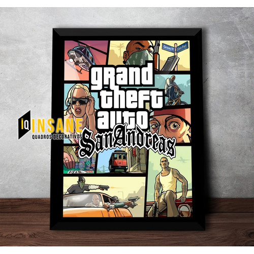 Quadro Poster Gta San Andreas Com Moldura A3 45x33