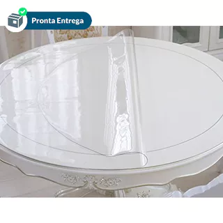 Toalha De Mesa Redonda Plastico Transparente 1,10cm Diâmetro