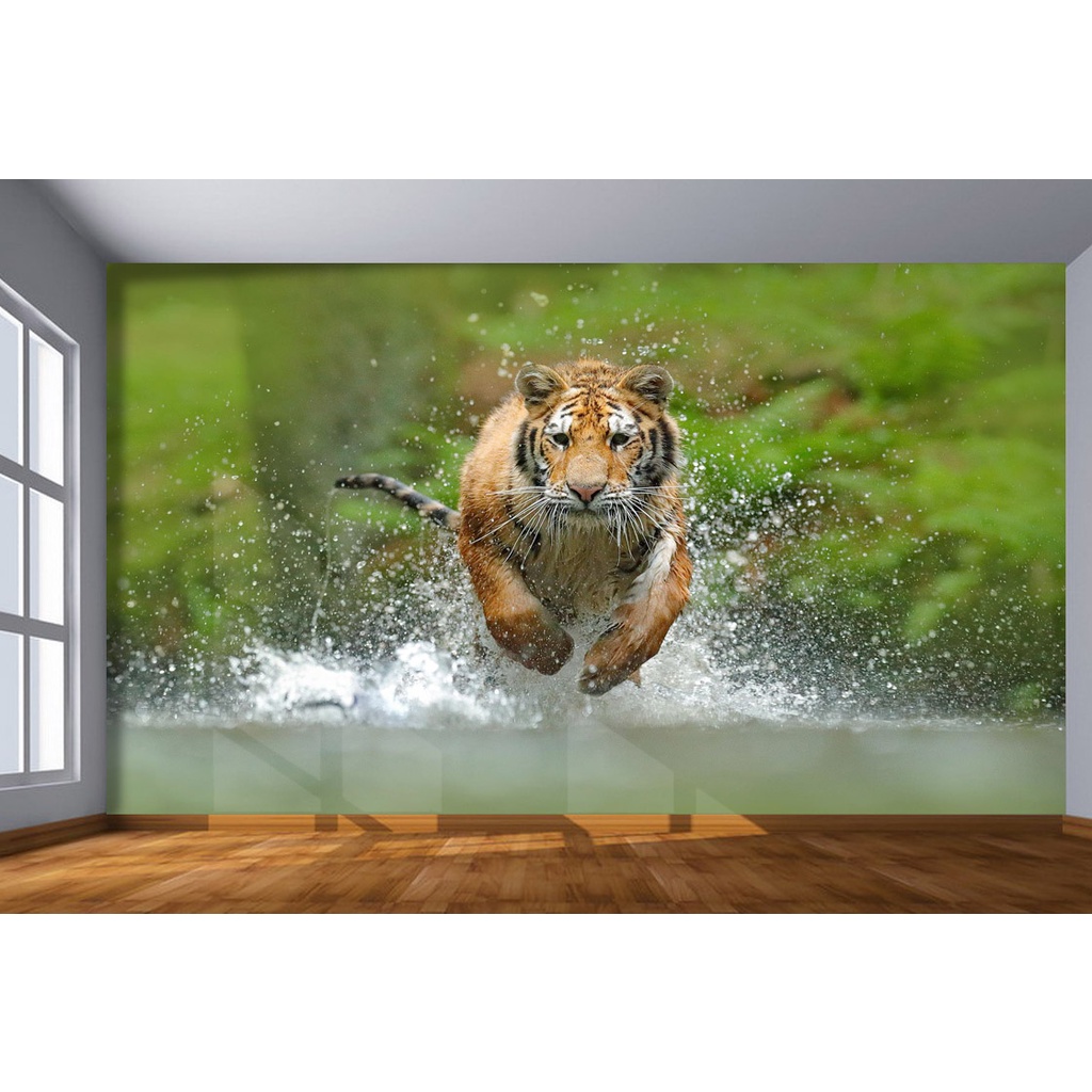 Papel de parede personalizado com foto 3D para quarto de crianças, desenho  animado, leão, tigre, cartaz, quarto infantil, decoração de parede, papel