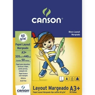 Bloco Canson Layout Margeado Estudante 60g A3+ 50 Folhas