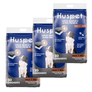 Combo 3x Tapete Higienico Super Premium Carvão Ativado Huspet - 30 Unidades