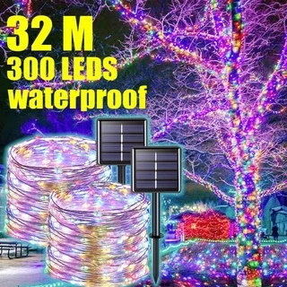 Lâmpada De Natal Lampu Raya LED Solar Lighting Twinkle Starry String De Cobre 8 Modos Fada De Bricolage Ao Ar Livre 32M/22M/12M/7M Luzes