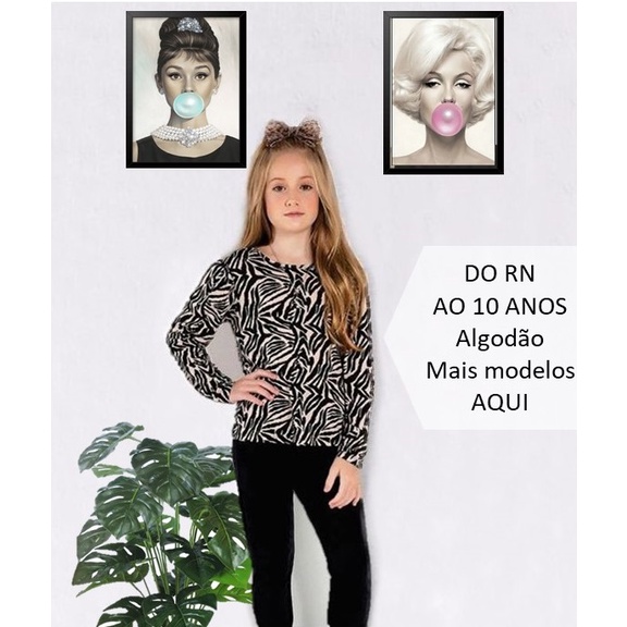 1 Blusa mini blogueirinha, 1 blusa mini diva, roupa infantil (1 Peça)