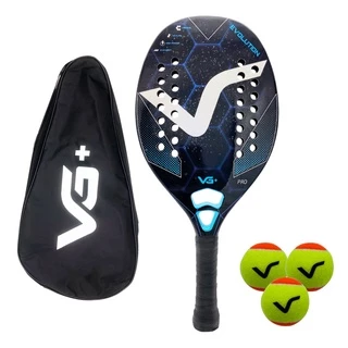 Kit com Raquete de Beach Tennis Evolution Kevlar Carbon com 3 Bolas e 1 Bolsa de Transporte VG Plus em Oferta na Shopee