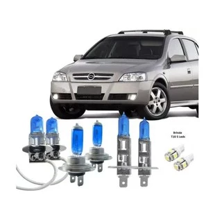 Kit 8 Lâmpada Super Branca Farol Alto Baixo Milha Astra + Brinde
