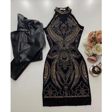 Vestido pedraria hot sale preto