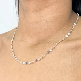 Colar Feminino De Prata 925 Choker Elo Redondo 45cm Banhado a Prata em Oferta na Shopee