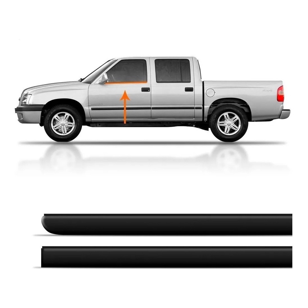 Pestana Borracha vedação Vidro Dianteira Externa Esquerdo S10 Cabine Dupla 1996 1997 1998 1999 2000 2001 2002 2003 2004 2005 2006 2007 2008 2009 2010