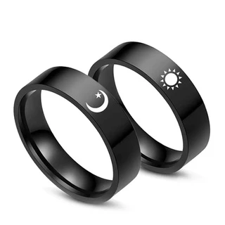 Anel Aliança Lua e Estrela Sol Aço Inoxidável para homens e Mulheres ( 6mm )