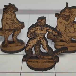 Povo Lagarto, Lizardfolk, Homem Lagarto em miniatura pra RPG em MDF